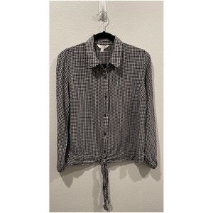 LC LAUREN CONRAD White Black Long Sleeve Blouse